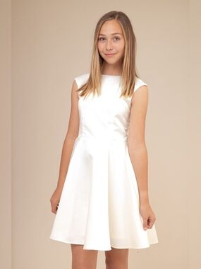 Un Deux Trois White Sleeveless Fit-and-Flare Party Dress